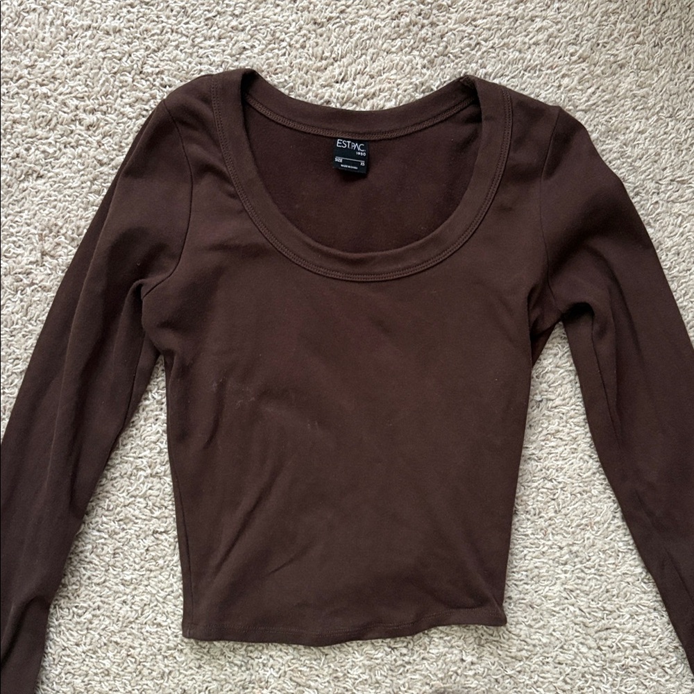 Pacsun Fitted Brown Long Sleeve Women's Top